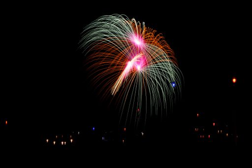 Colourful fireworks display in village of Qrendi, Malta, to celebrate the Catholic feast of the Assumption of Our Lady, St Mary on the 15th of August