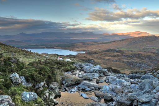 A beautiful evening landscape in Ireland, Carrauntoohil, Wicklow, Glendalough
