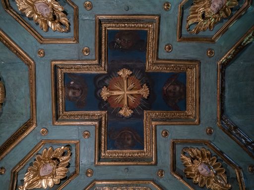 The ceiling decoration in an internal nave at Sacro Monte di Crea, Roman Catholic sanctuary