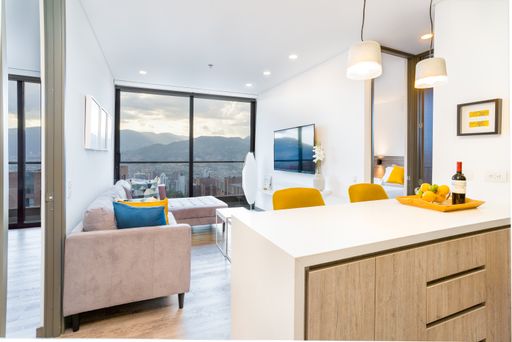 A beautiful modern colorful living room interior design