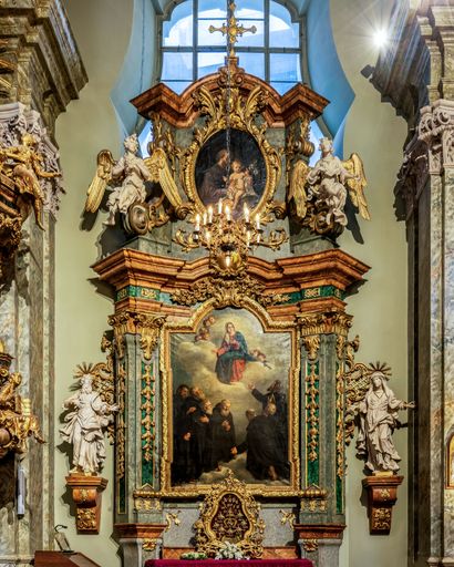 The altar inside The St. Anne's Church in St. Anne's Church in Budapest, Hungary