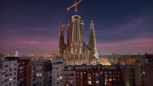 Sunset Shot at Sagrada Familia Temple in Barcelona. Sagrada Familia is the most known Gaudi construction in Barcelona.