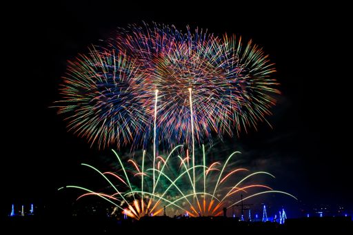 Traditional fireworks display on the eve of the feast of Our Lady of Mount Carmel, Zurrieq, Malta, known as tal-Karmnu, Shot during 2024 feast.