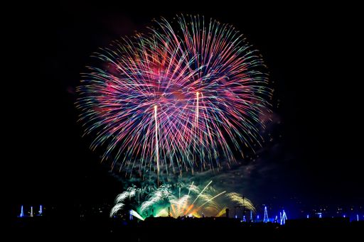 Traditional fireworks display on the eve of the feast of Our Lady of Mount Carmel, Zurrieq, Malta, known as tal-Karmnu, Shot during 2024 feast.
