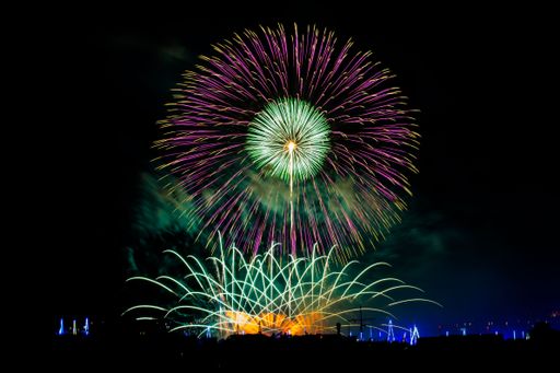 Traditional fireworks display on the eve of the feast of Our Lady of Mount Carmel, Zurrieq, Malta, known as tal-Karmnu, Shot during 2024 feast.