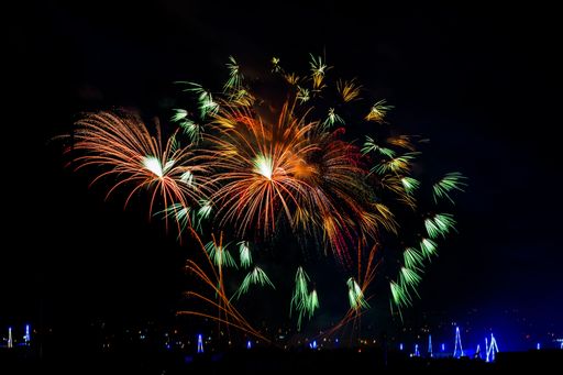 Traditional fireworks display on the eve of the feast of Our Lady of Mount Carmel, Zurrieq, Malta, known as tal-Karmnu, Shot during 2024 feast.