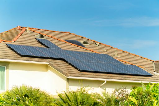 A house with solar panels on its roof