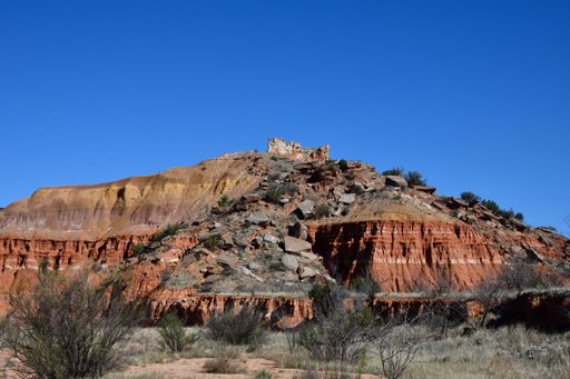 The Lighthouse rock formation along the Paseo del Rio trails in Palo Duro Canyon State Park