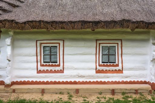 The exterior of an old house in the village
