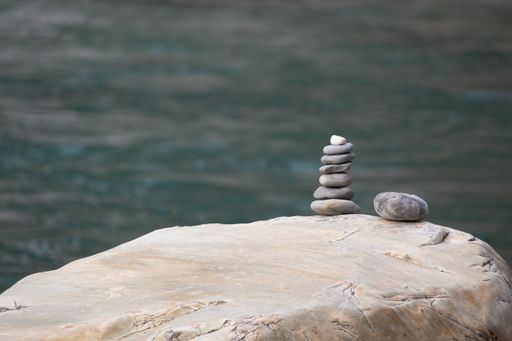 A selective focus shot of stones stacked on top of each other
