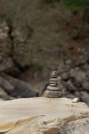 A selective focus shot of stones stacked on top of each other