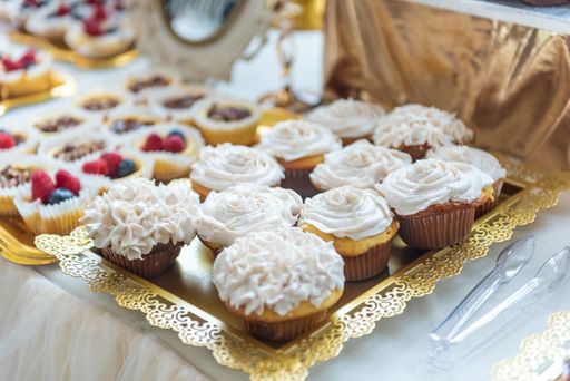 A closeup shot of delicious sweet desserts on an event table