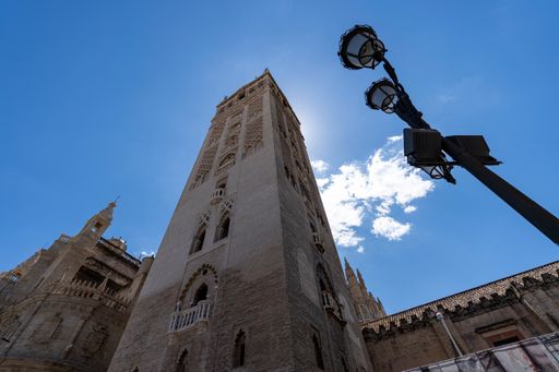 A low angle shot of Plaza del Triunfo Seville, Spain