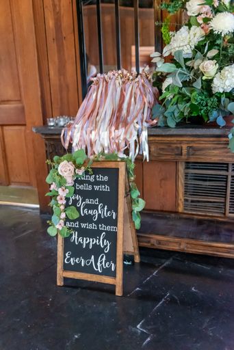 A beautiful shot of a banner wishing the married couple happiness
