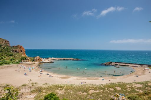 Aerial view of the Bolata beach in Bulgaria.Bolata is a small cove and Nature reserve located in the Northern.