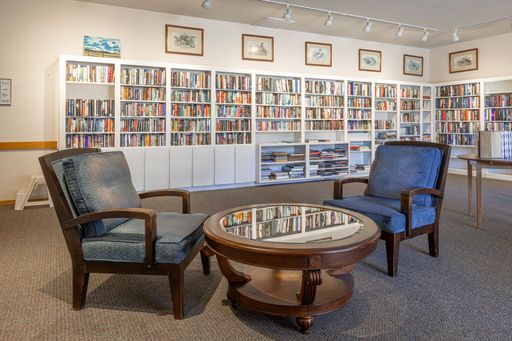 A library inside of a retirement home offers residents and guests the chance to browse books, magazines and newspapers during their stay.