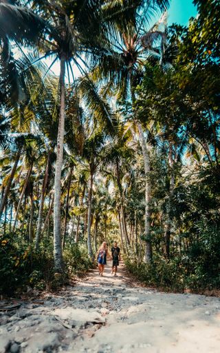 A young Caucasian couple enjoying their time on Nusa islands of Bali, Indonesia