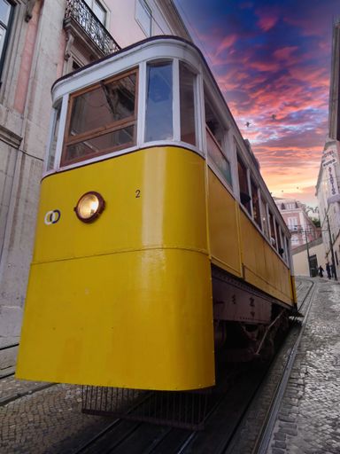 Funicular, a beautiful ancient method of transport in the city of Lisbon