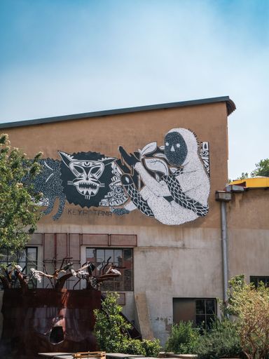 A Colorful mural art on a wall at Victoria Yards in Johannesburg, South Africa