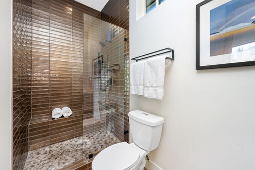 The interior design of a modern bathroom