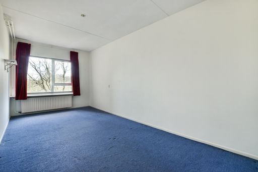 The interior of a beautiful modern house, an empty room with blue carpet