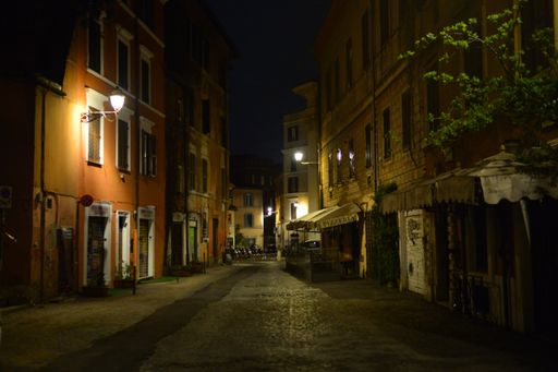 A beautiful night street in Rome, Italy