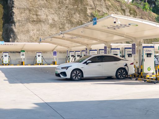 Chongqing, China-Oct,15th 2024: Electricity power house with ev car charing outdoor.