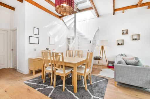 The cozy dining room of a modern apartment