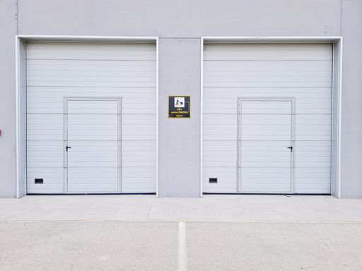 White roller shutter for warehouse and garage