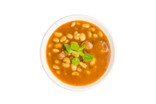 A top view of bean soup isolated on a white background