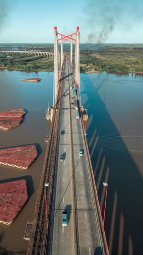 Long Arm Zarate Bridge, located in South America, Argentina, divides the province of Buenos Aires and Entre Rios.