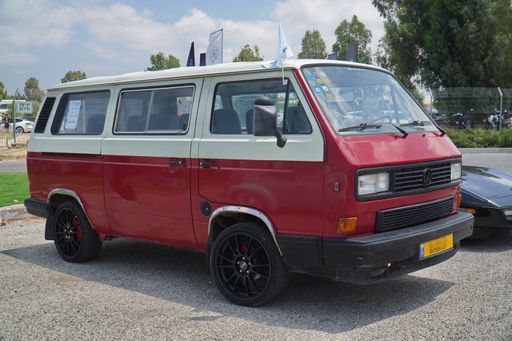 An old vw van at car show