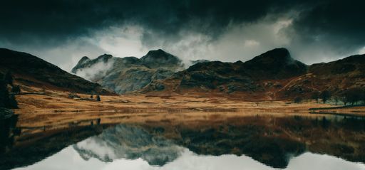 A closeup shot of the Lake District National Park with Langdales in the background