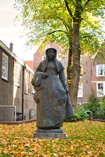 Amsterdam, Netherlands, October 2018: View on the beguinage courtyard of Amsterdam