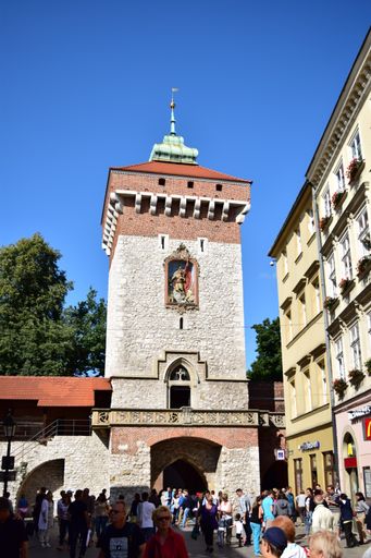 A vertical shot of the Florianska Gate in Krakow, Poland