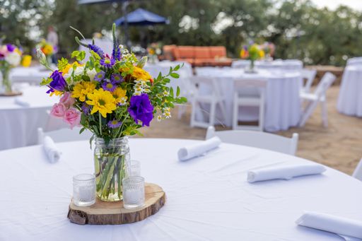 Elegant wedding decorations and details at Canyon of the Eagles, Texas