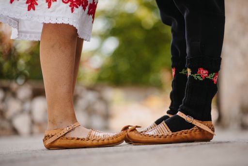 Serbian traditional folk costume.
traditional footwear - slippers