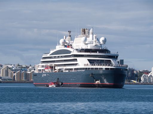 The Le Commandant Charcot Artic Cruise Ship in the sea