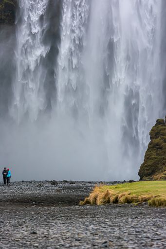 A mesmerizing view of a waterfall in Skogafoss, Iceland