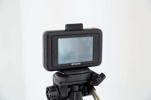 A closeup of the new Polaroid snap touch 2 on the stand.
