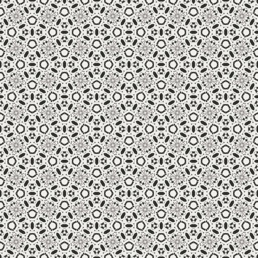 Seamless black and white geometric pattern with intricate floral motifs, perfect for backgrounds and textiles.