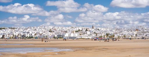 An beautiful view of the traditional white buildings of the Conil de la Frontera town in Cadiz, Spain