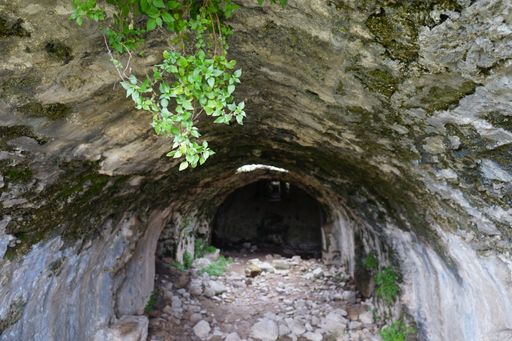 A man-made stone cave from outside