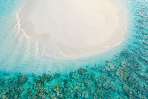 Beautiful Sand Bank Top View in Maldives