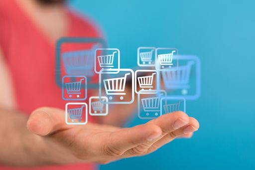 Online shopping business concept selecting shopping cart