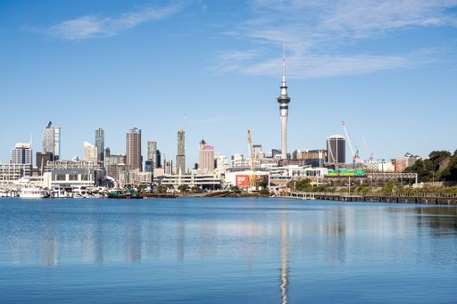 A view of Auckland downtown cityscape with Sky Tower, New Zealand