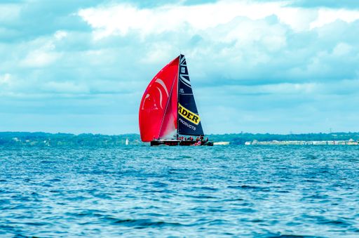 A shot of sailing boats in Cowes week, island boat race took place in the south coast of the Isle of Wight, UK