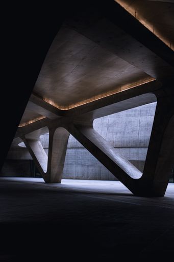 A vertical shot of details of a modern building in South Korea