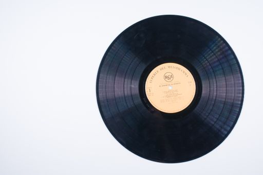 A closeup shot of vintage vinyl record classical disc isolated on white background
