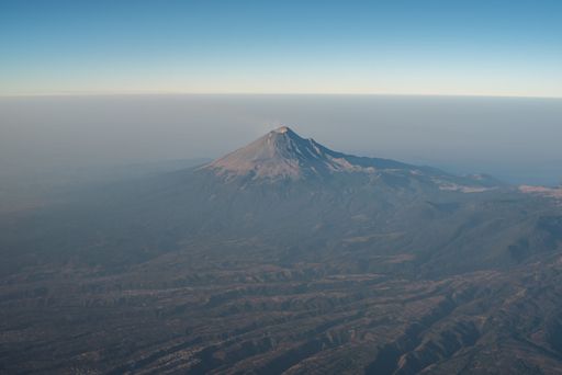 Popocatepetl volcano view from above